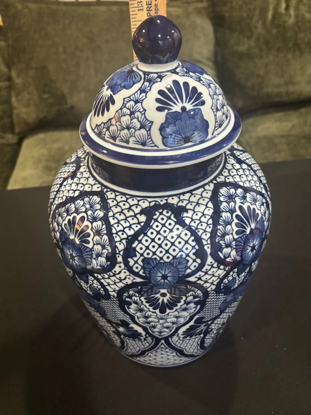Pier 1 Imports Asian Inspired Blue And White Jar with Lid 14